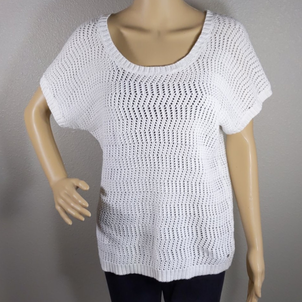 Eddie Bauer Crochet White Top Size Medium